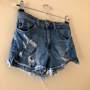 Kancan Shorts Jean Distressed Raw Hem Size 25
